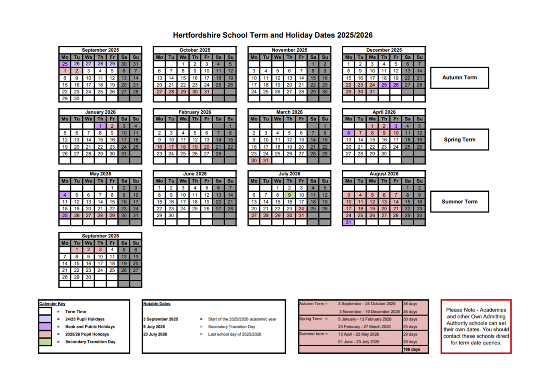 Term Dates 2025/2026