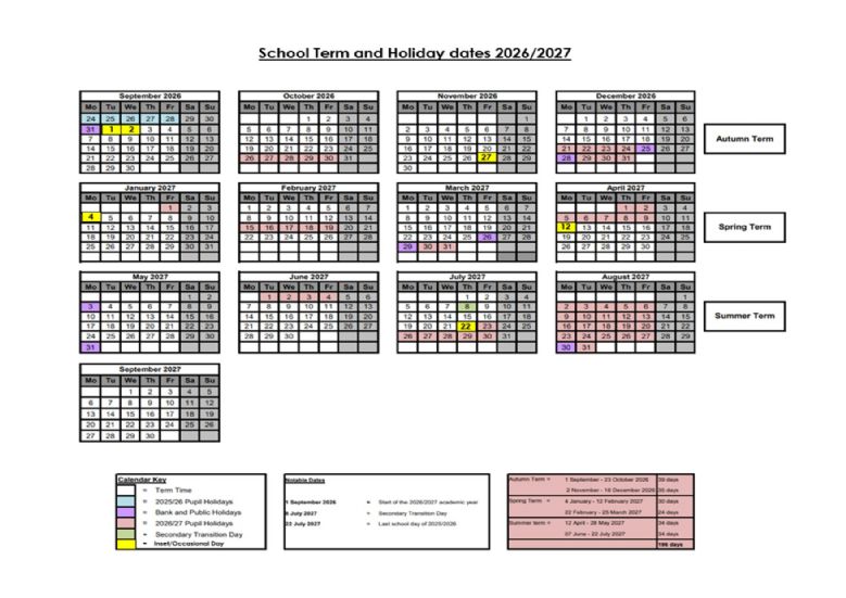 Term Dates 2026/2027